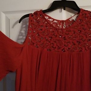 Women's casual dress with bare shoulders